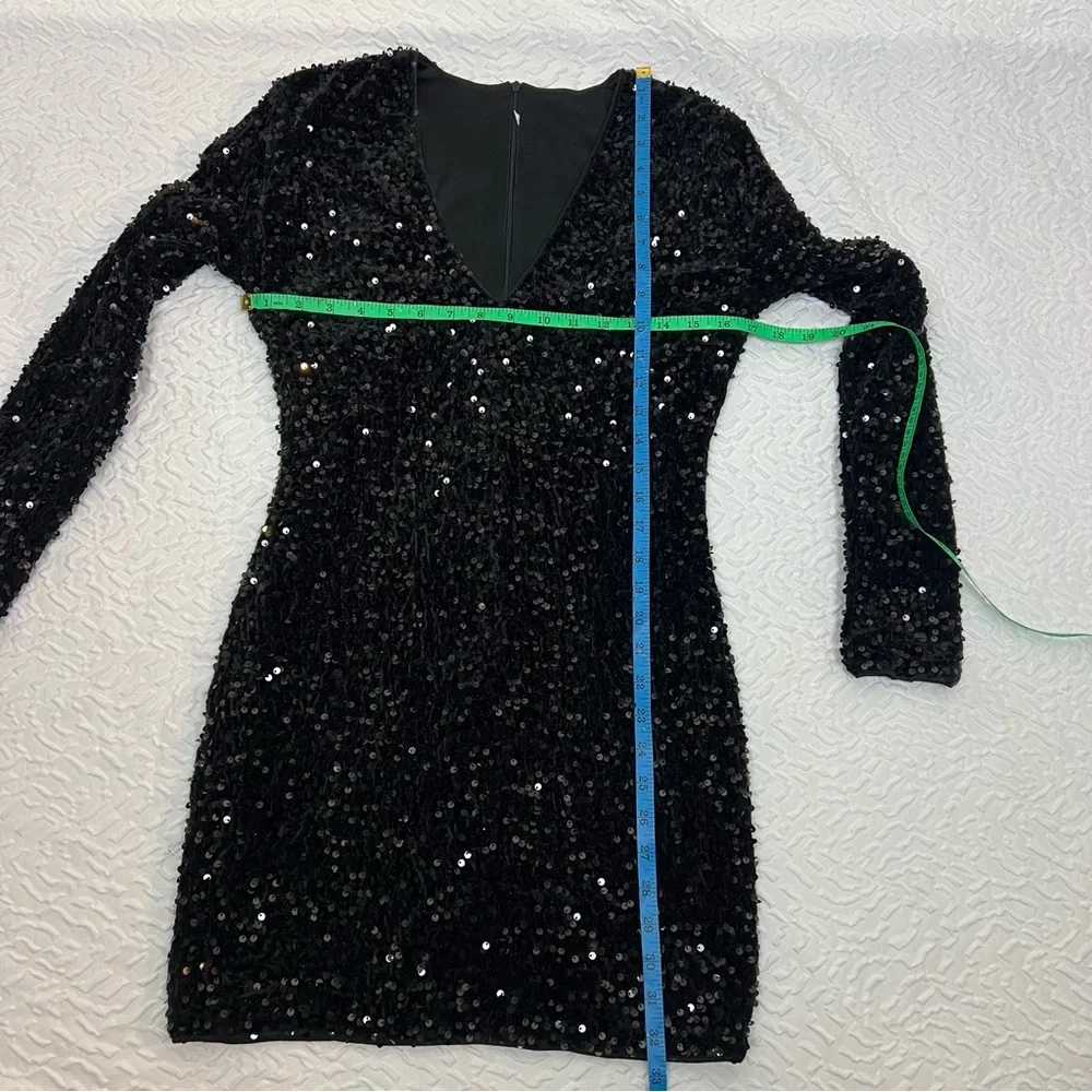Sequin Hourglass Mini Dress Black M Women’s - Picture 9 of 9